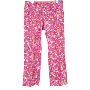 Lilly Pulitzer Whitney Roll Up Chum Bucket Print Trouser Pants Women's Size 8